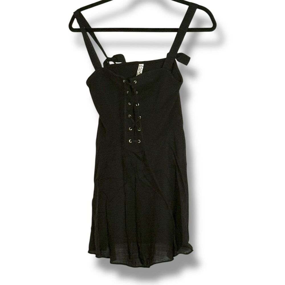 Intimately Free People Lace-Up Mini Corset Dress Black Women's Size Small